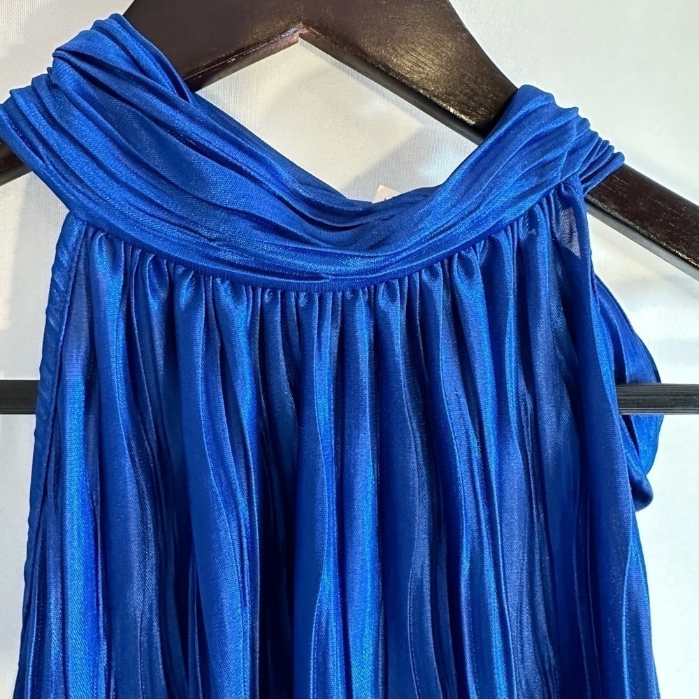 Heart Soul Womens Blouse Size M Sleeveless Halter Tie Bow Neckline Royal Blue - Picture 2 of 13